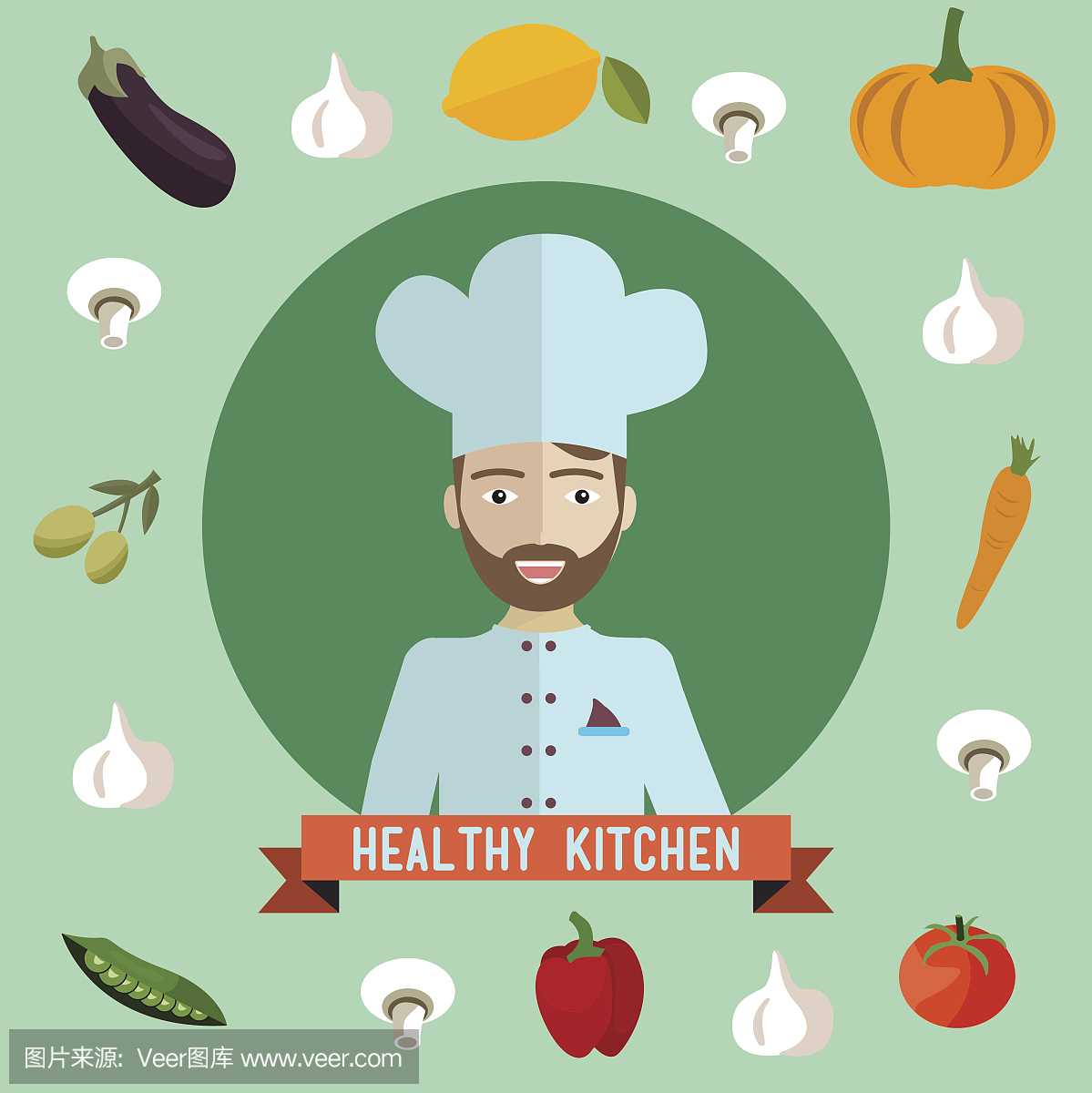 厨师、健康食品图例